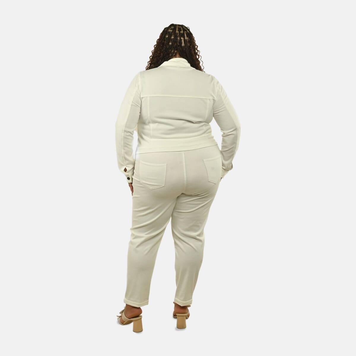 Comfort Oasis Coconut Milk Coconut Milk Knit Denim Jacket - L image number 1