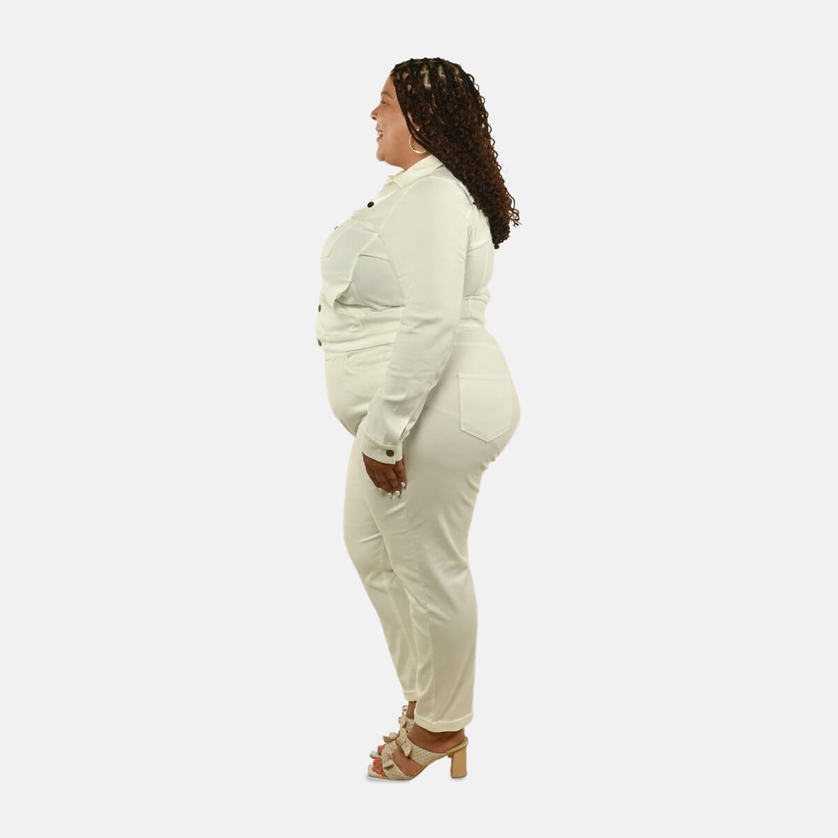 Comfort Oasis Coconut Milk Coconut Milk Knit Denim Jacket - L image number 2