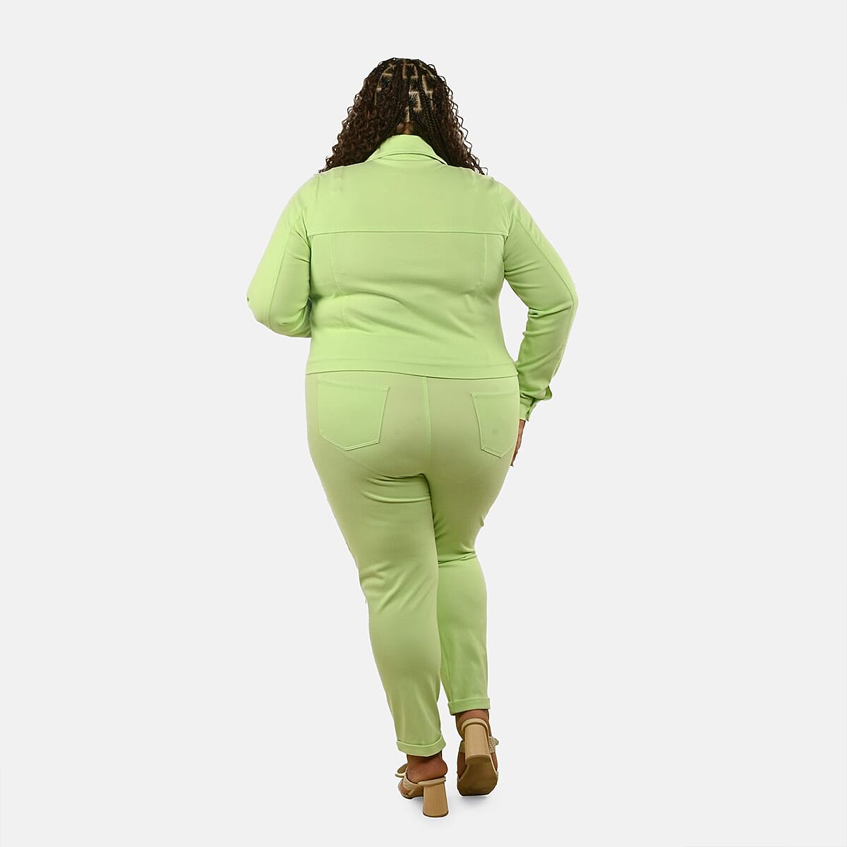 Comfort Oasis Paradise Green Cotton Blend Stretch Knit Pant - L image number 1