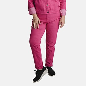 Comfort Oasis Beetroot Pink Cotton Blend Stretch Knit Pant - L