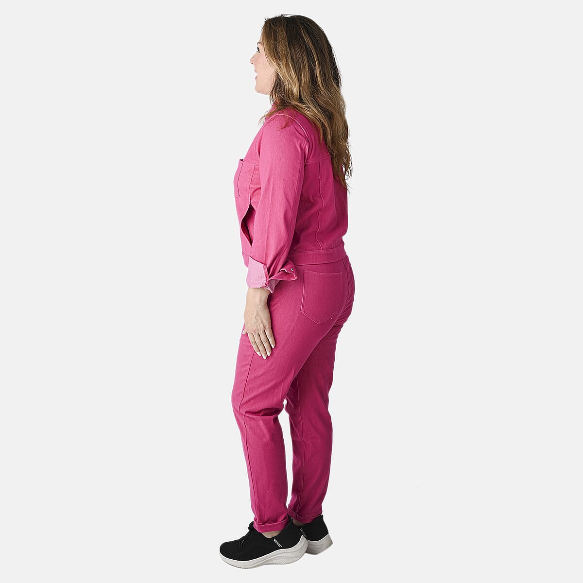 Comfort Oasis Beetroot Pink Cotton Blend Stretch Knit Pant - L image number 2