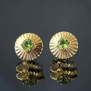 Peridot Fancy 1.00 ctw Earrings in Vermeil YG Over Sterling Silver