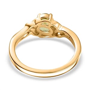 Peridot and White Zircon 0.83 ctw Fancy Ring in 14K YG Over Sterling Silver (Size 8)