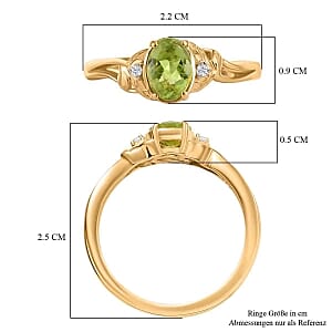 Peridot and White Zircon 0.83 ctw Fancy Ring in 14K YG Over Sterling Silver (Size 8)