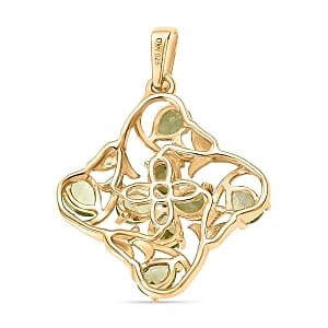Peridot and White Zircon 1.29 ctw Pendant in Vermeil YG Over Sterling Silver