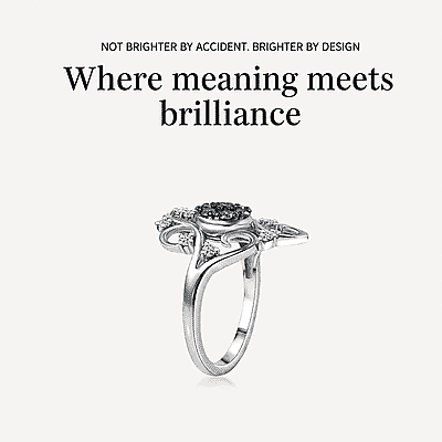 Luxuriant Lab Grown Blue Diamond (IR) (SI) and Lab Grown Diamond 0.50 ctw Frosted Bloom Ring in Rhodium Over Sterling Silver (Size 10.0)