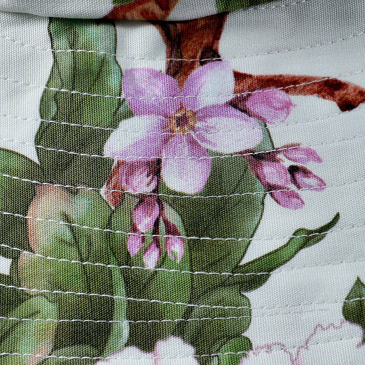 White Floral Printed Cotton Poplin Hat with Solid Lining image number 3