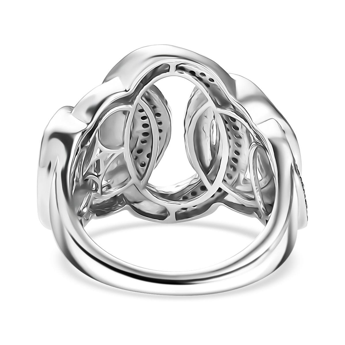 Luxuriant Lab Grown Blue Diamond SI 0.50 ctw Midnight Bond Ring in Rhodium Over Sterling Silver (Size 10.0) image number 4
