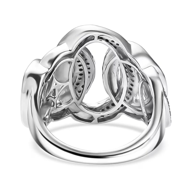 Luxuriant Lab Grown Blue Diamond (IR) SI 0.50 ctw Midnight Bond Ring in Rhodium Over Sterling Silver (Size 10.0)