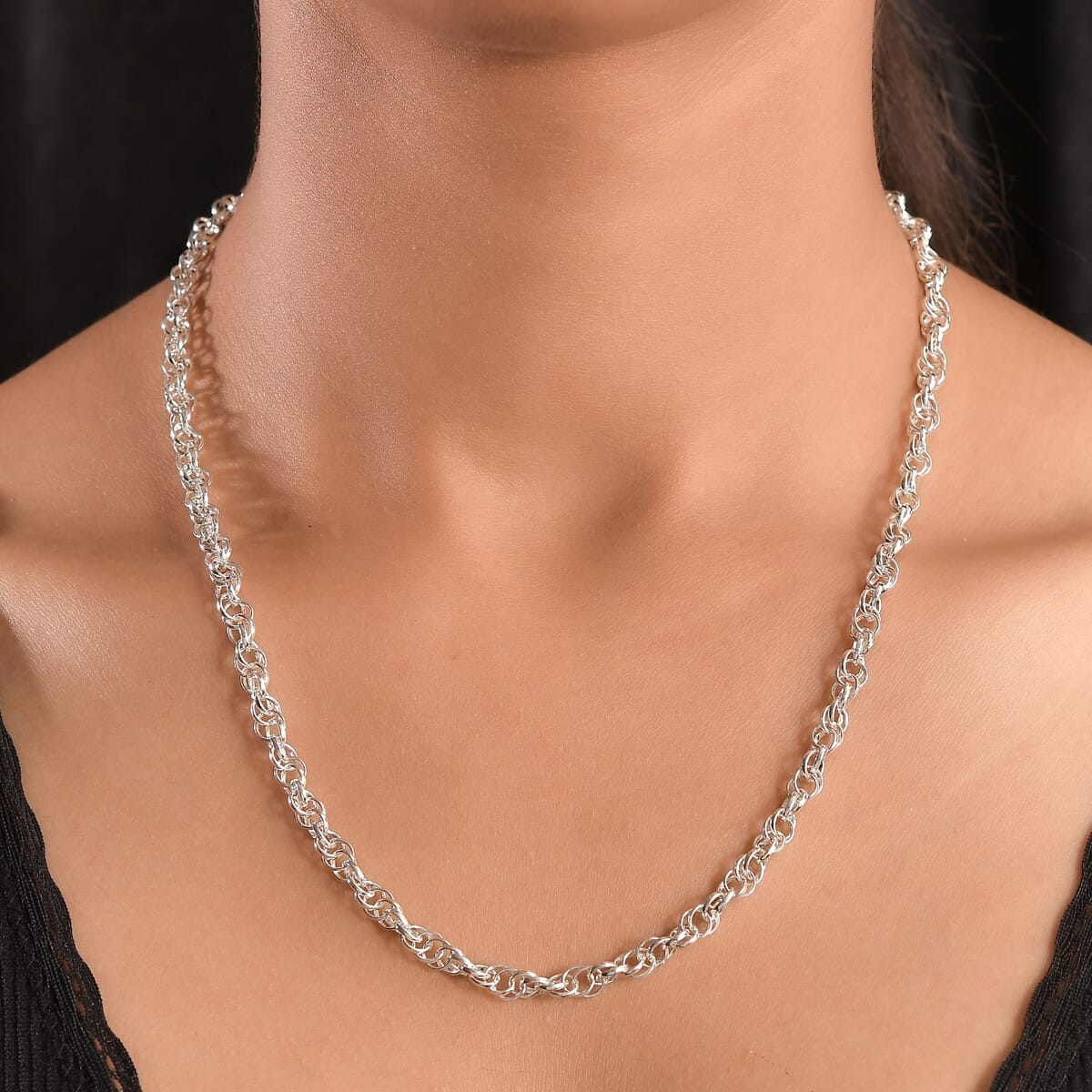 Link Chain Necklace in Sterling Silver 20 Inches 18.15 Grams image number 2
