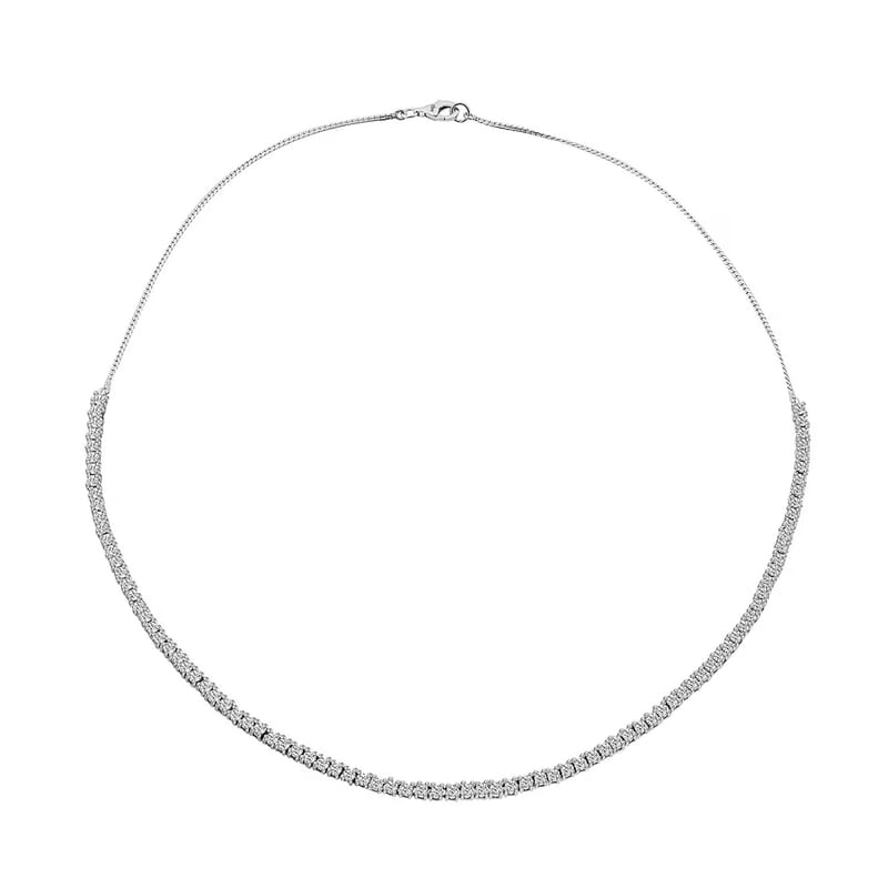 Luxuriant Lab Grown Diamond G-H SI 4.00 ctw Necklace in Rhodium Over Sterling Silver 18 Inches
