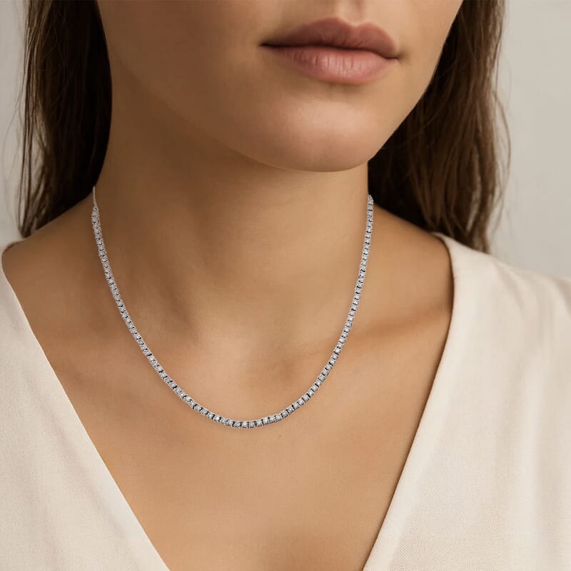 Luxuriant Lab Grown Diamond G-H SI 4.00 ctw Necklace in Rhodium Over Sterling Silver 18 Inches