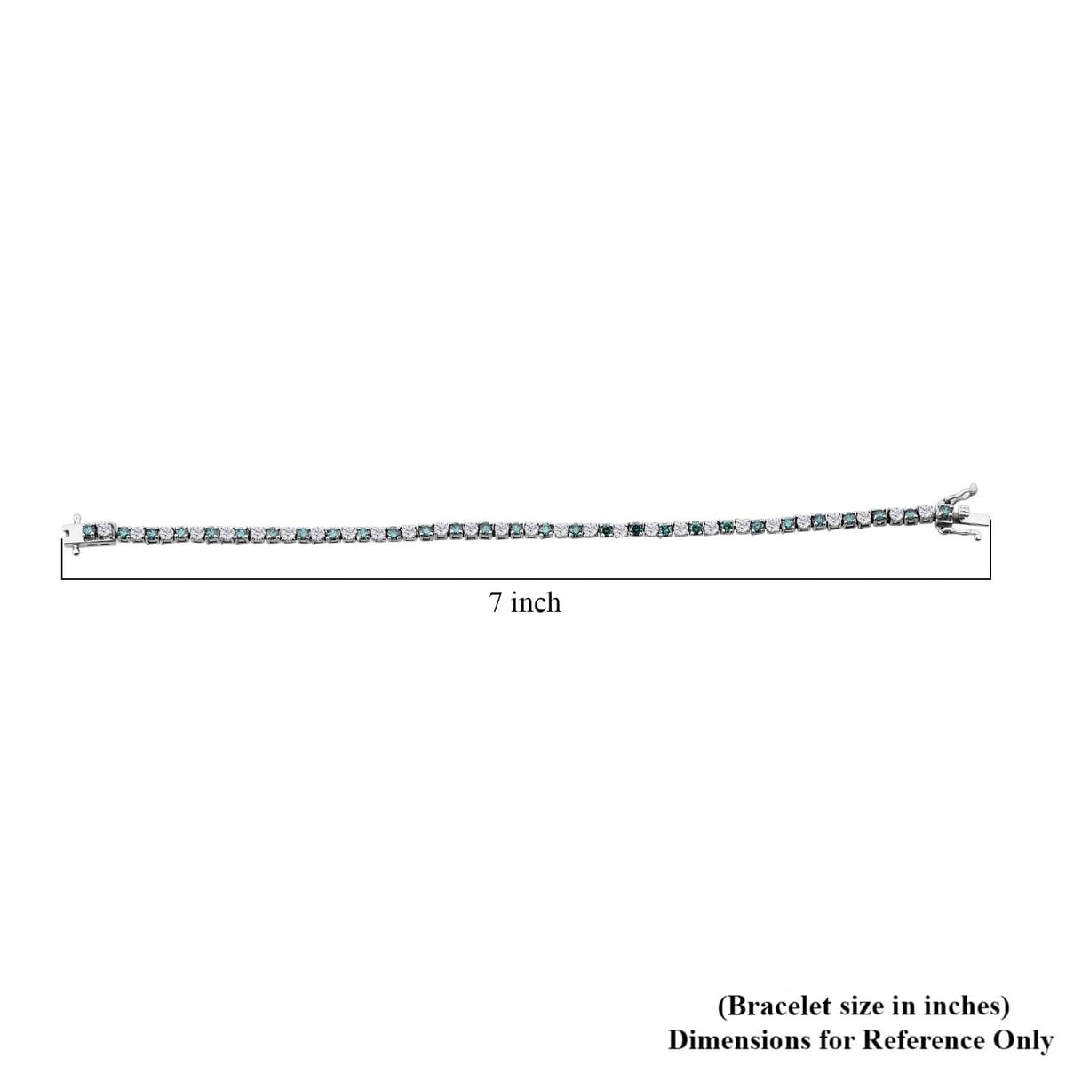 Luxuriant Lab Grown Blue and White Diamond SI 3.00 ctw Midnight Ice Bracelet in Rhodium Over Sterling Silver (6.50 In) image number 3