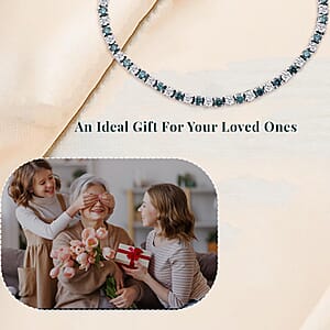 Luxuriant Lab Grown Blue Diamond (IR) and Lab Grown White Diamond (SI) 3.35 ctw Midnight Ice Bracelet in Rhodium Over Sterling Silver (7.25 In)