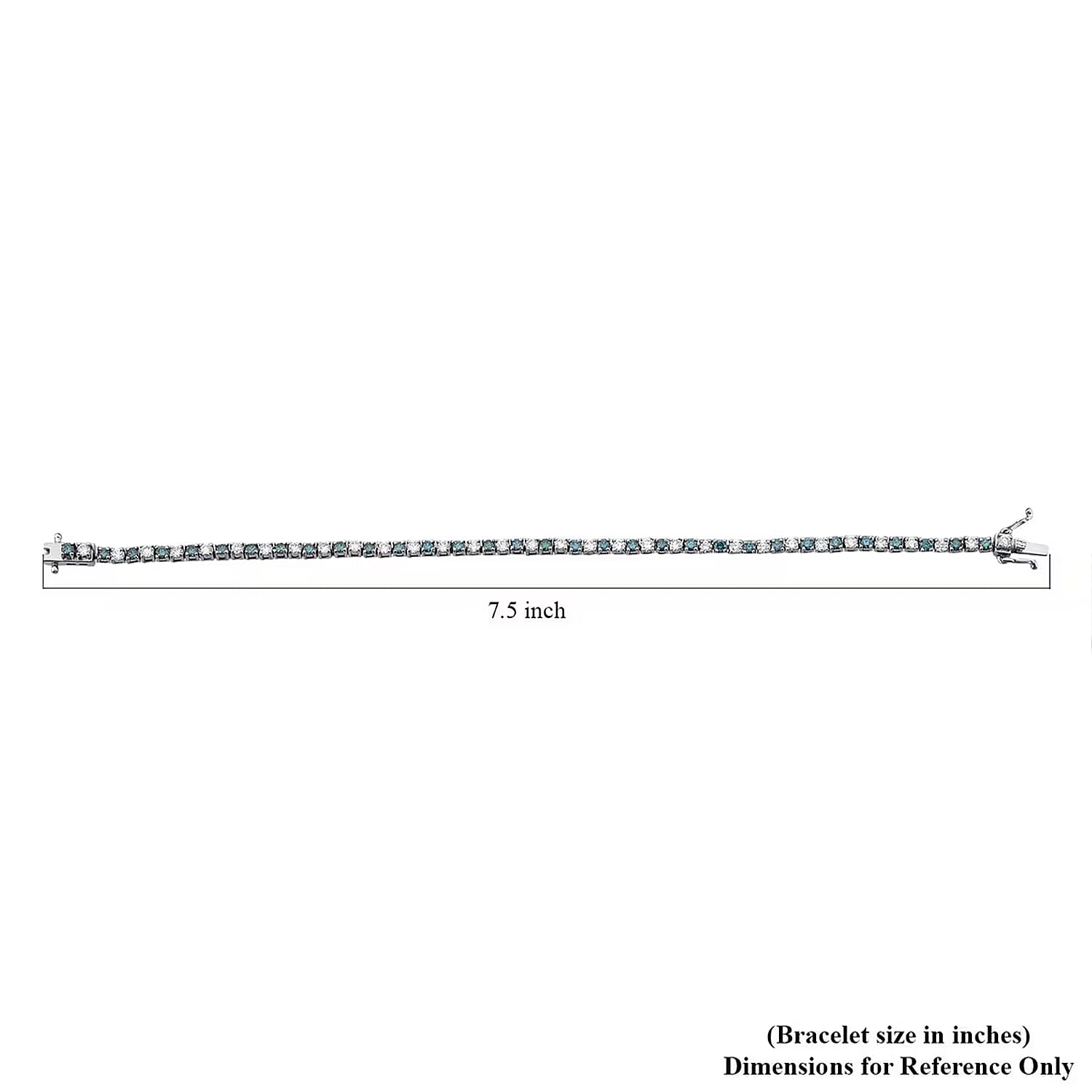 Luxuriant Lab Grown Blue Diamond (IR) and Lab Grown White Diamond (SI) 3.35 ctw Midnight Ice Bracelet in Rhodium Over Sterling Silver (7.25 In)