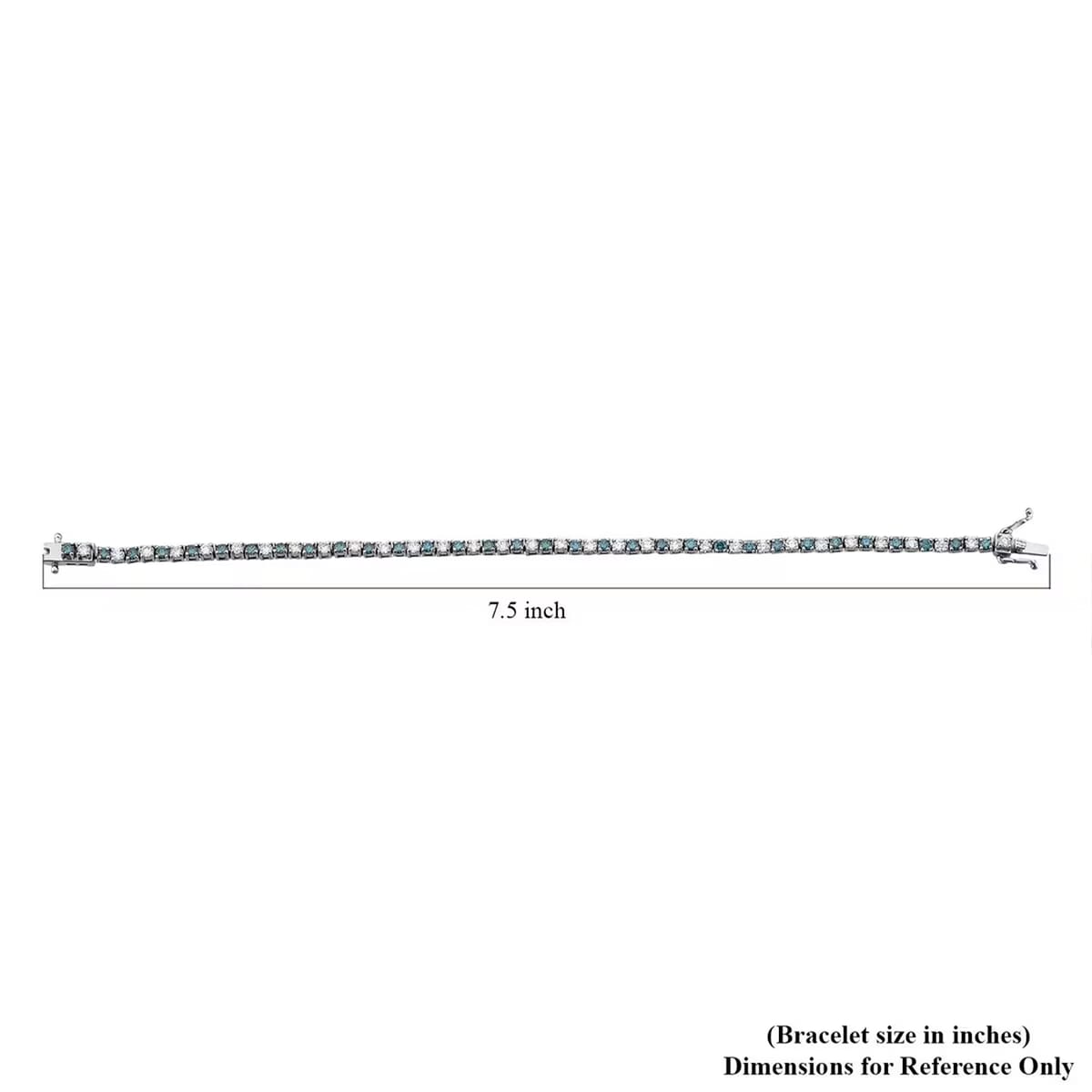 Luxuriant Lab Grown Blue and White Diamond (SI) 3.35 ctw Midnight Ice Bracelet in Rhodium Over Sterling Silver (7.25 In) image number 6