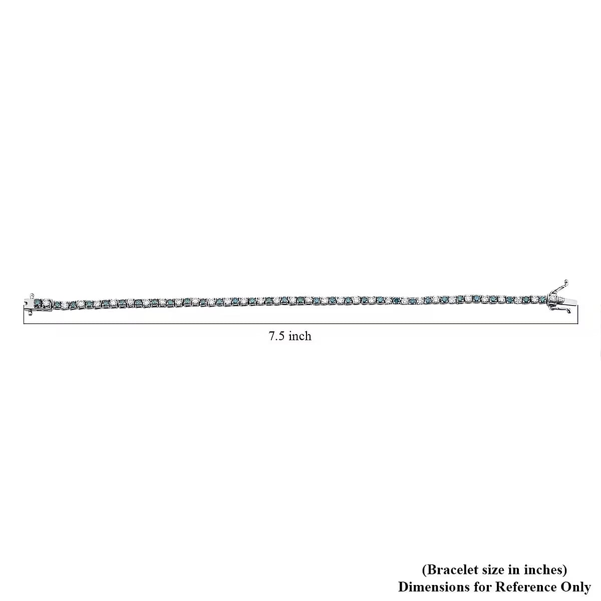 Luxuriant Lab Grown Blue Diamond (IR) and White Diamond SI 3.70 ctw Midnight Ice Bracelet in Rhodium Over Sterling Silver (8.00 In) image number 6