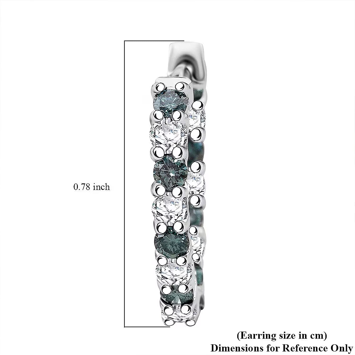 Luxuriant Lab Grown Blue Diamond (IR) and Lab Grown White Diamond SI 1.85 ctw Midnight Ice Hoop Earrings in Rhodium Over Sterling Silver