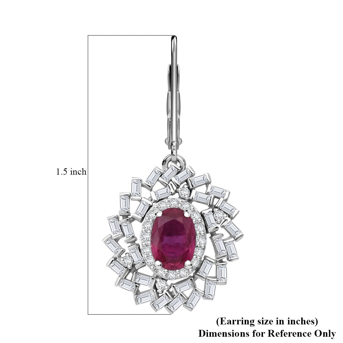 Niassa Ruby (FF) and Moissanite 4.00 ctw Earrings in Rhodium Over Sterling Silver image number 5