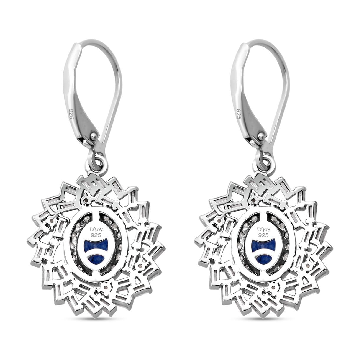 Masoala Sapphire and Moissanite 4.00 ctw Earrings in Rhodium Over Sterling Silver image number 4