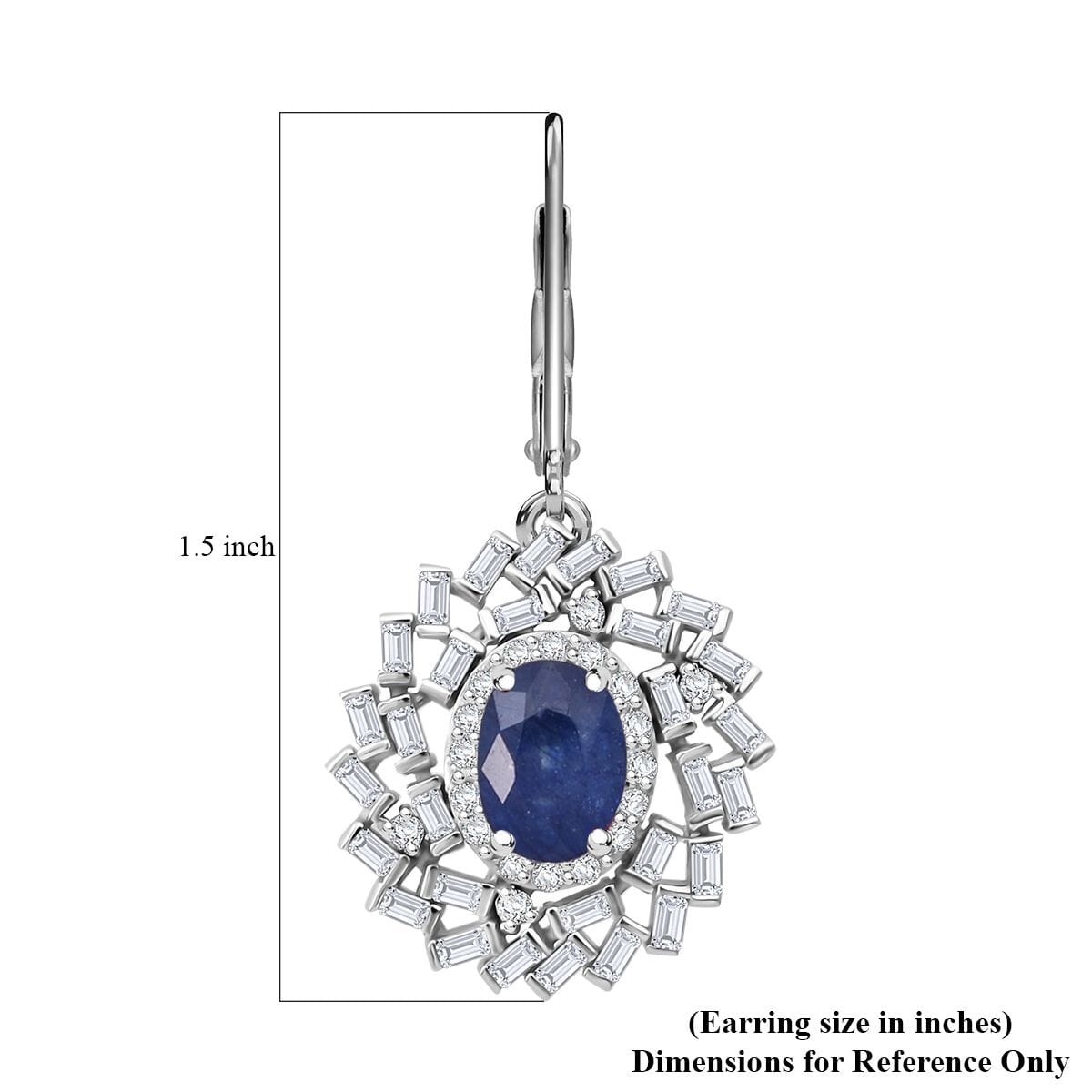 Masoala Sapphire and Moissanite 4.00 ctw Earrings in Rhodium Over Sterling Silver image number 5