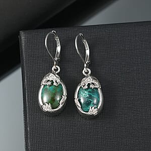 EverTrue Chrysocolla 13.40 ctw Dragon's Embrace Earrings in Platinum Bond and Stainless Steel