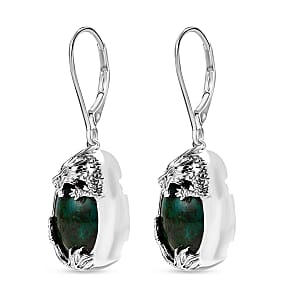 EverTrue Chrysocolla 13.40 ctw Dragon's Embrace Earrings in Platinum Bond and Stainless Steel