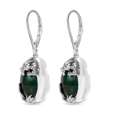 EverTrue Chrysocolla 13.40 ctw Dragon's Embrace Earrings in Platinum Bond and Stainless Steel