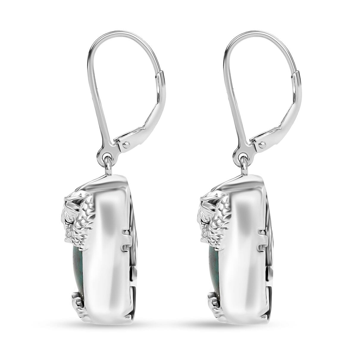 Ever True Chrysocolla 13.40 ctw Dragon's Embrace Earrings in Platinum Bond and Stainless Steel image number 4