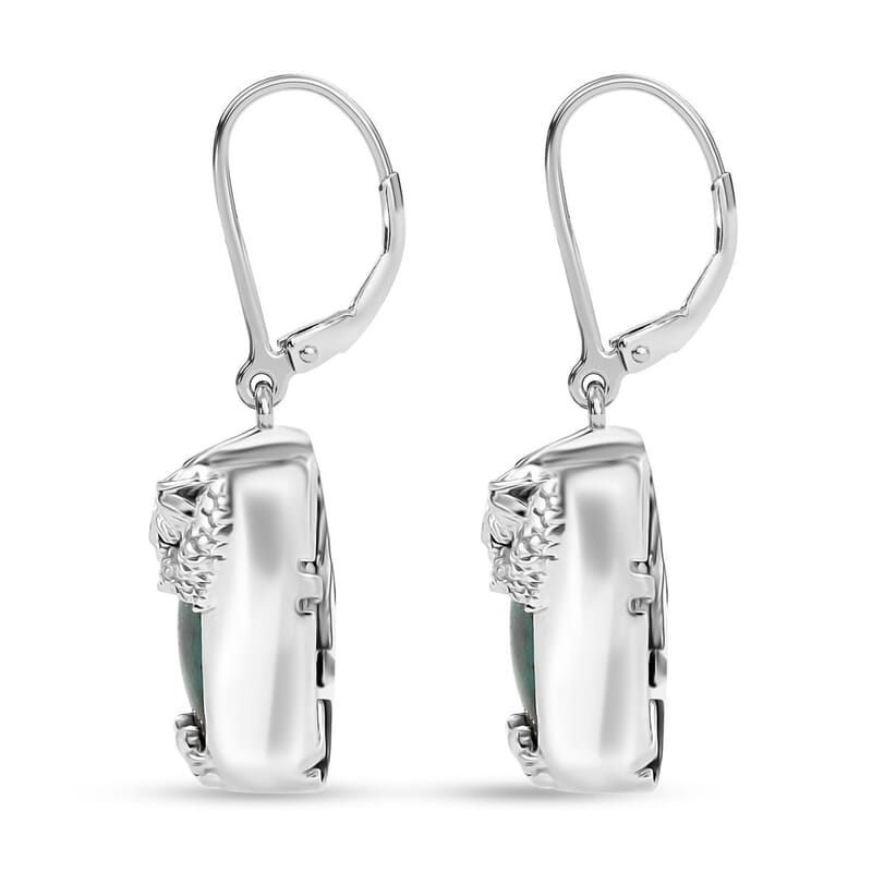 EverTrue Chrysocolla 13.40 ctw Dragon's Embrace Earrings in Platinum Bond and Stainless Steel