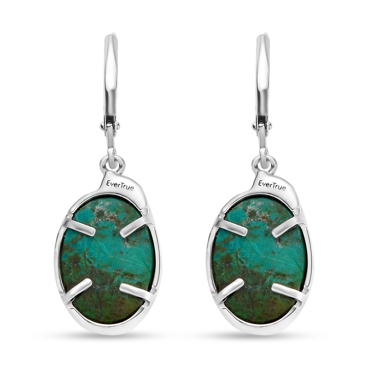 Ever True Chrysocolla 13.40 ctw Dragon's Embrace Earrings in Platinum Bond and Stainless Steel image number 5