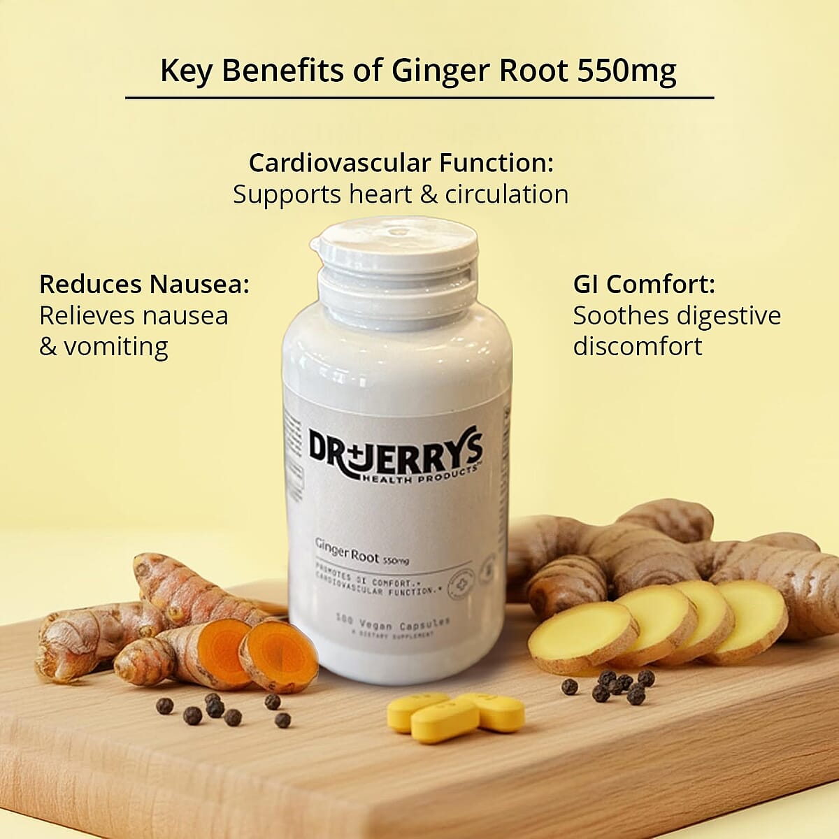 Dr. Jerry's Ginger Root Dietary Supplement (100 Vegan Capsules) image number 1