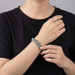 Natural Olmec Jadeite 160.00 ctw Barrel Stretch Bracelet