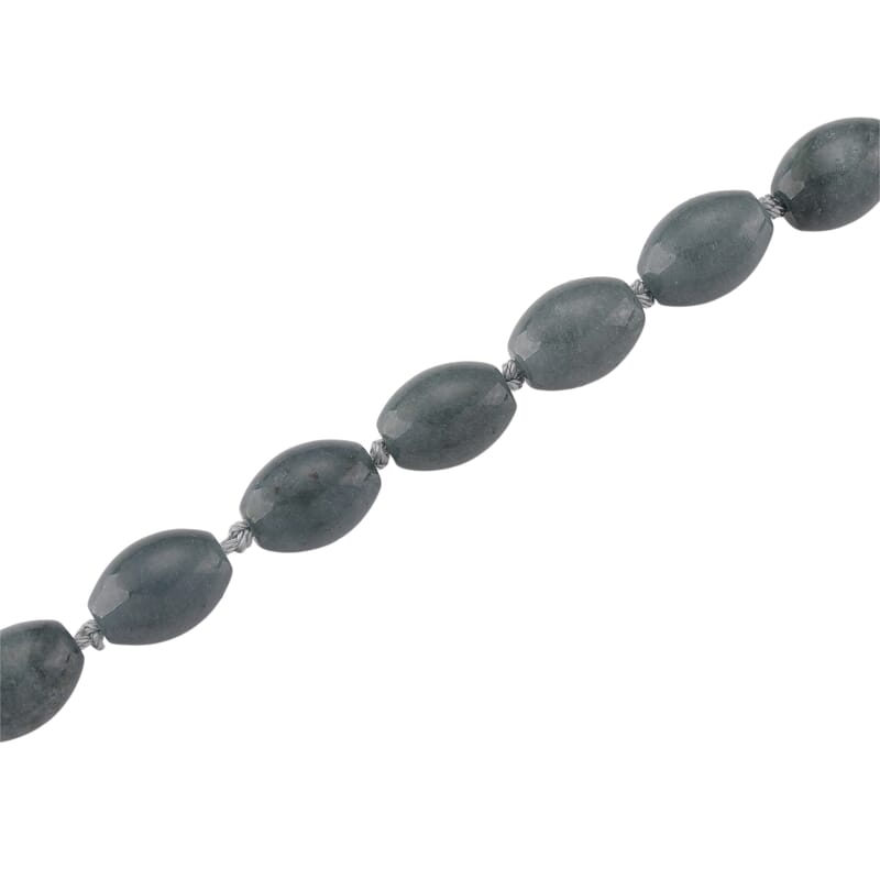 Natural Olmec Jadeite 350.00 ctw Barrel Necklace in Rhodium Over Sterling Silver 20 Inches