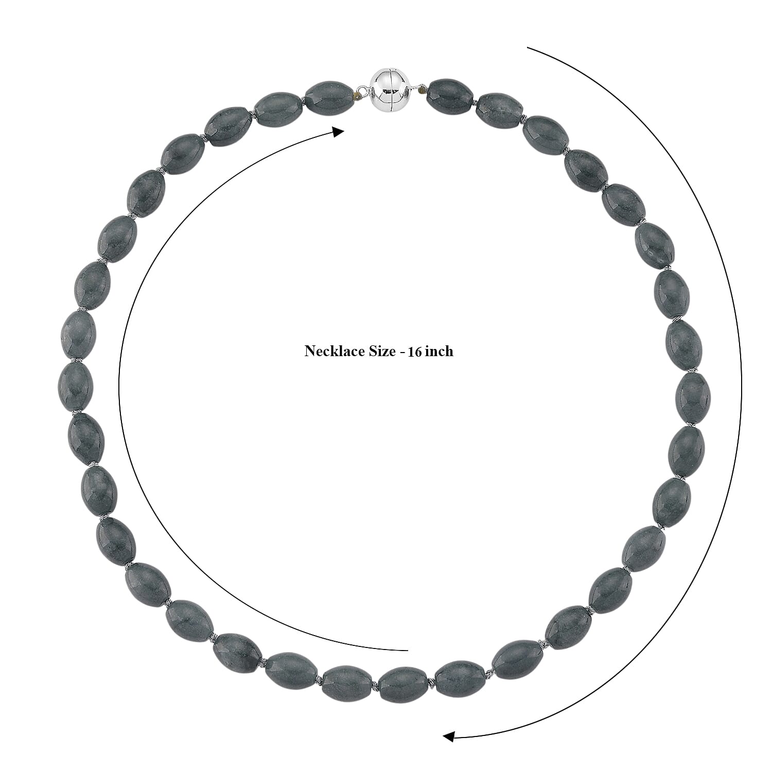Natural Olmec Jadeite 350.00 ctw Barrel Necklace in Rhodium Over Sterling Silver 20 Inches