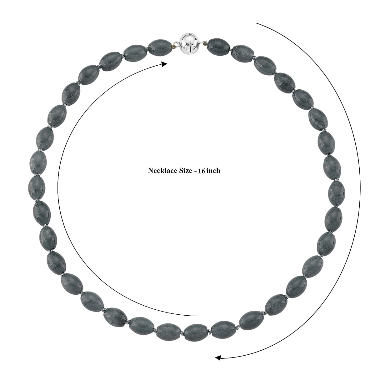 Natural Olmec Jadeite 350.00 ctw Barrel Necklace in Rhodium Over Sterling Silver 20 Inches image number 6