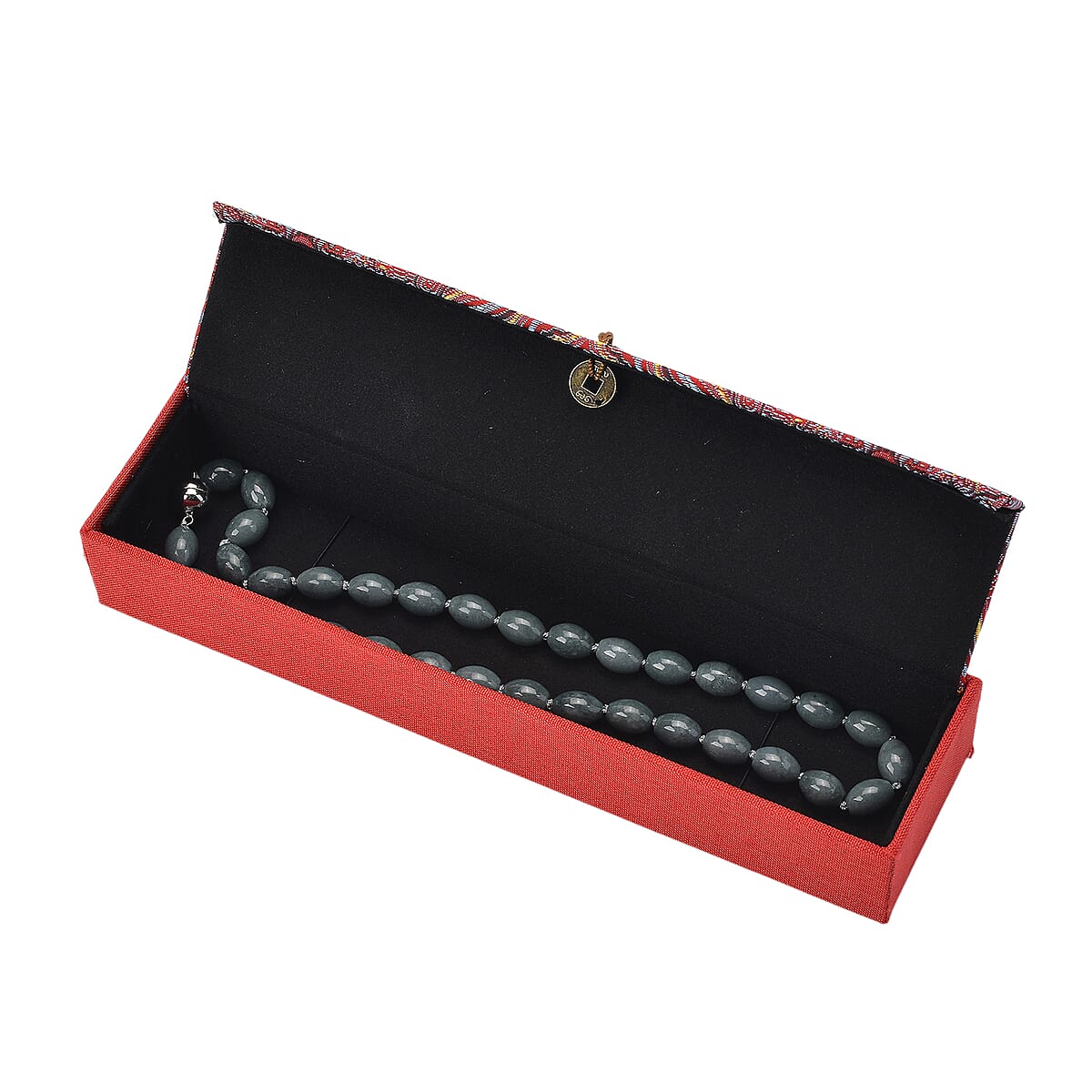 Natural Olmec Jadeite 350.00 ctw Barrel Necklace in Rhodium Over Sterling Silver 20 Inches image number 8