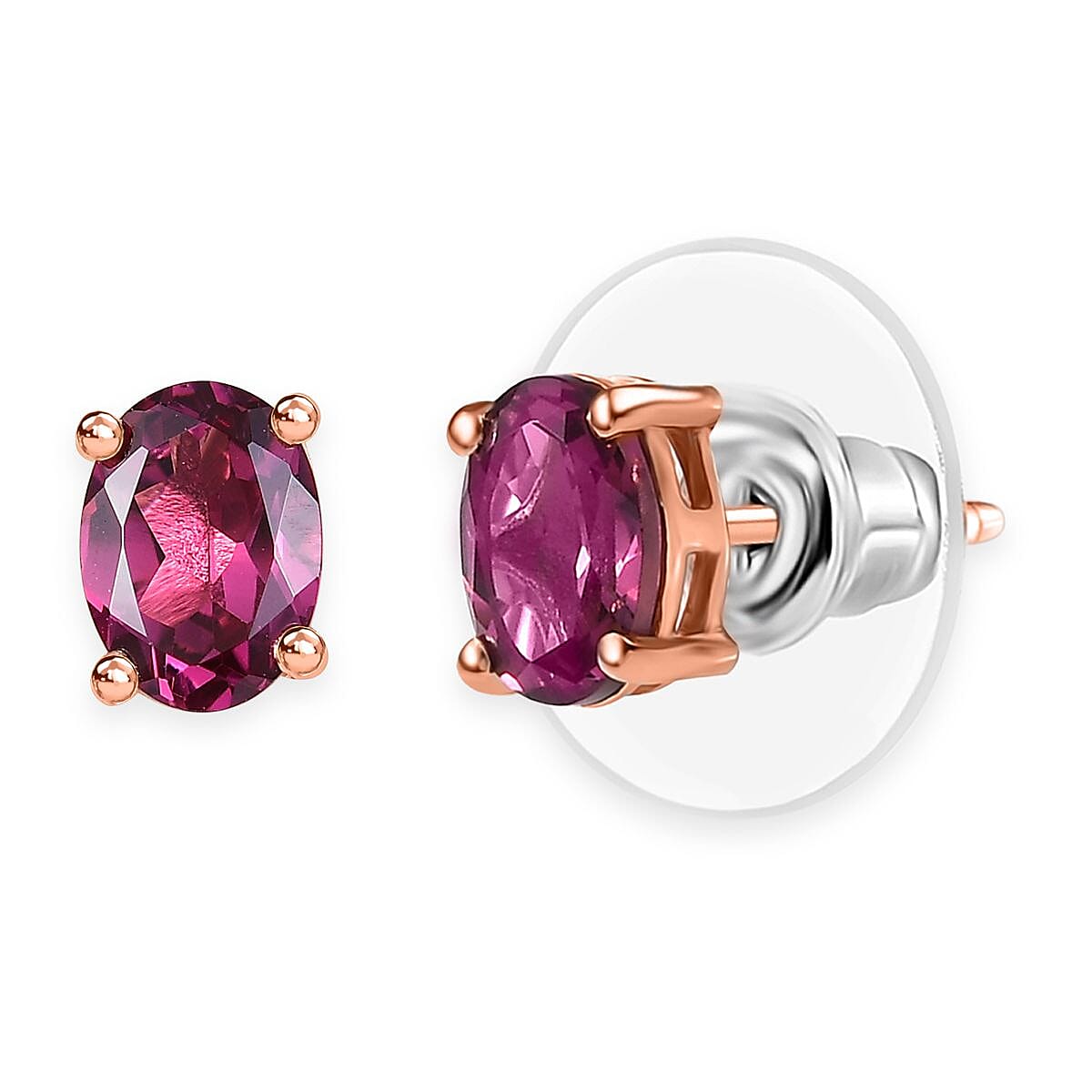 D'Joy Tanzanian Wine Garnet 2.00 ctw Stud Earrings in 18K Vermeil Rose Gold Over Sterling Silver image number 0