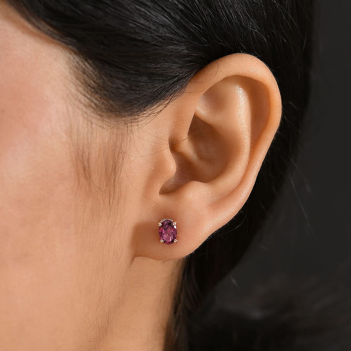 D'Joy Tanzanian Wine Garnet 2.00 ctw Stud Earrings in 18K Vermeil Rose Gold Over Sterling Silver image number 2