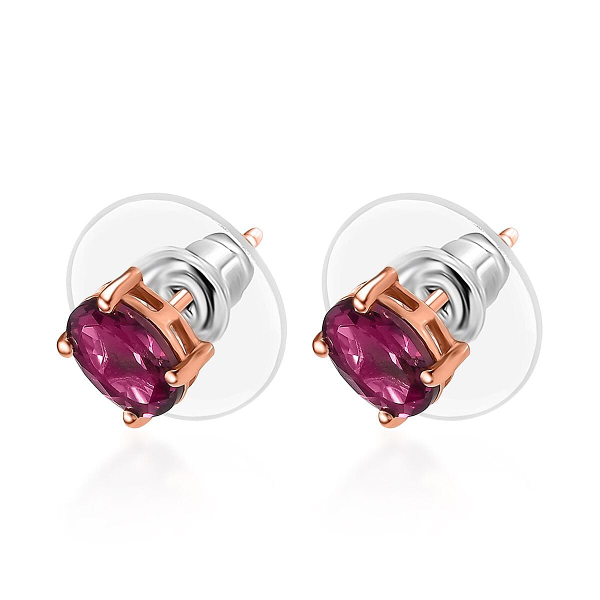 D'Joy Tanzanian Wine Garnet 2.00 ctw Stud Earrings in 18K Vermeil Rose Gold Over Sterling Silver image number 3