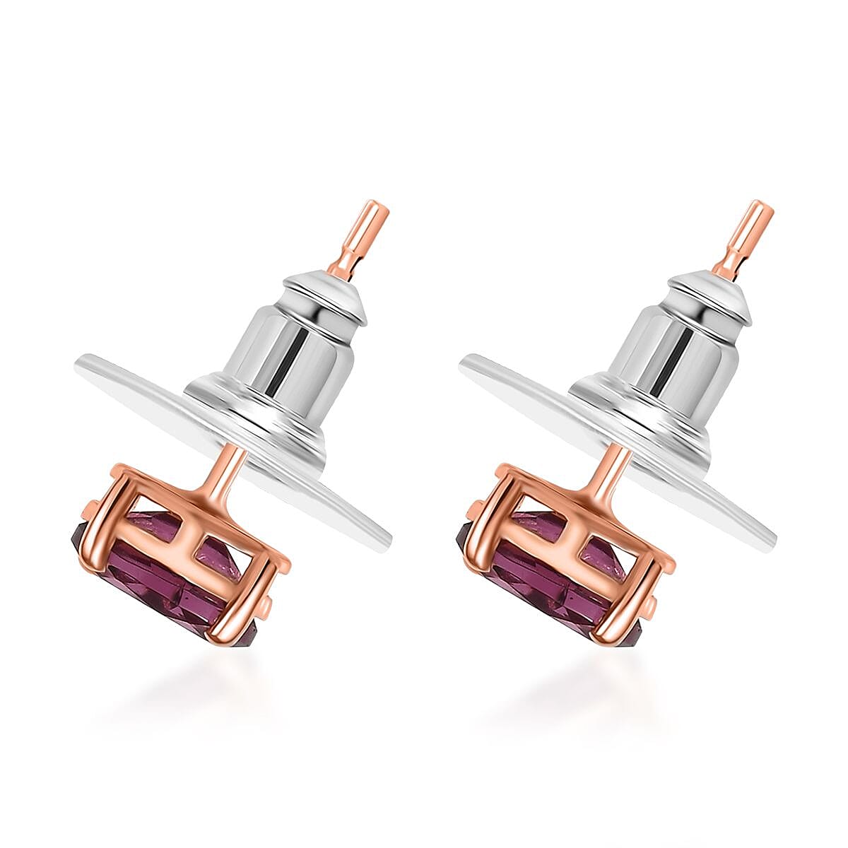 D'Joy Tanzanian Wine Garnet 2.00 ctw Stud Earrings in 18K Vermeil Rose Gold Over Sterling Silver image number 4
