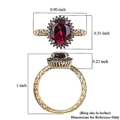 Mirage Collection Premium Tanzanian Wine Garnet and SI2 Natural Champagne Diamond 2.40 ctw Twilight Crown Ring in 10K Yellow Gold (Size 10.0)