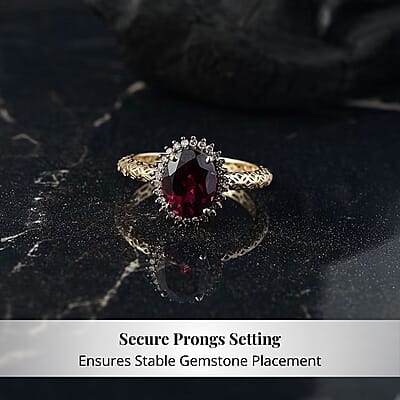 Mirage Collection Premium Tanzanian Wine Garnet and SI2 Natural Champagne Diamond 2.40 ctw Twilight Crown Ring in 10K Yellow Gold (Size 7.0)