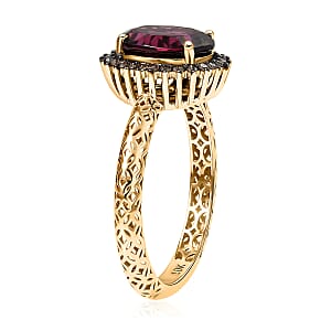 Mirage Collection Premium Tanzanian Wine Garnet and SI2 Natural Champagne Diamond 2.40 ctw Twilight Crown Ring in 10K Yellow Gold (Size 8.0)