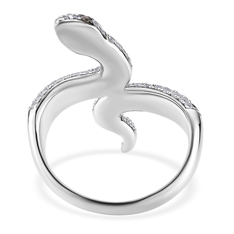D'Joy Montepuez Ruby and Multi Gemstone 1.90 ctw Serpent Ring in Rhodium Over Sterling Silver (Size 9.0)