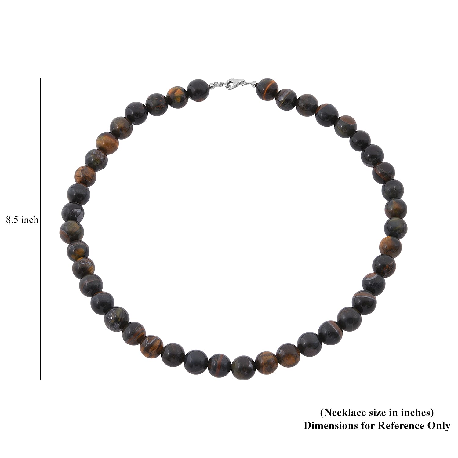 Golden Blue Tigers Eye Beaded 340.85 ctw Necklace 18 Inches in Sterling Silver 
