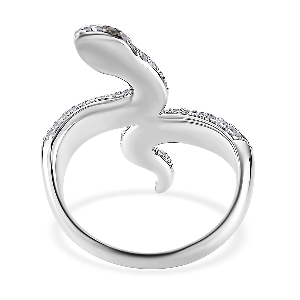 D'Joy Ceylon Blue Sapphire and Multi Gemstone 1.85 ctw Serpent Ring in Rhodium Over Sterling Silver (Size 5.0)