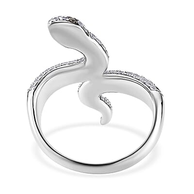 D'Joy Ceylon Blue Sapphire and Multi Gemstone 1.85 ctw Serpent Ring in Rhodium Over Sterling Silver (Size 5.0)