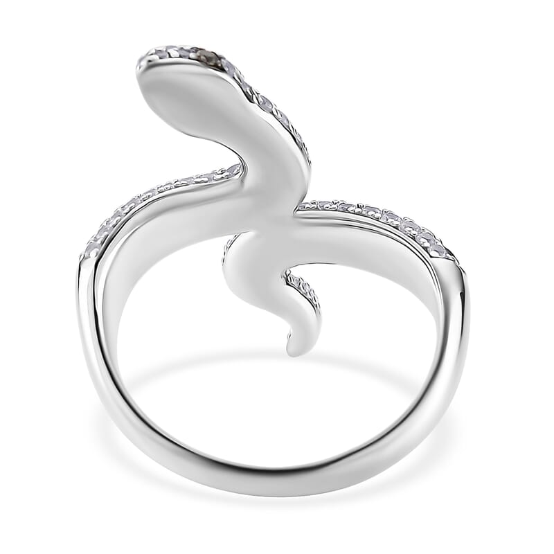D'Joy Ceylon Blue Sapphire and Multi Gemstone 1.85 ctw Serpent Ring in Rhodium Over Sterling Silver (Size 5.0)