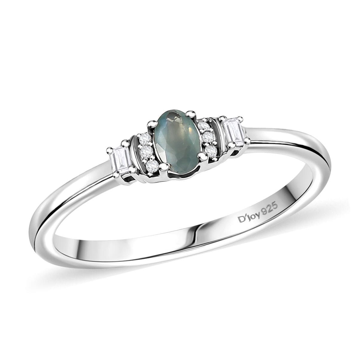 D’Joy Narsipatnam Alexandrite and White Zircon 0.40 ctw Ring in Rhodium Over Sterling Silver (Size 10.0) image number 0